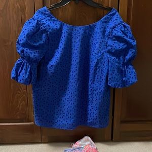 Lilly Pulitzer size small top, blue with eyelets